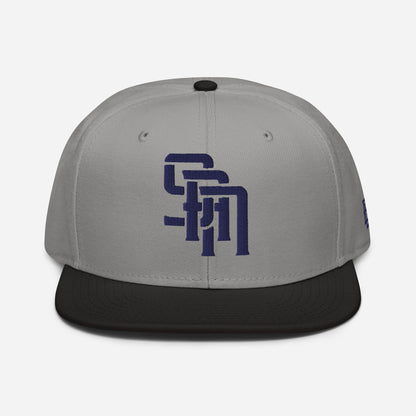 "SAN" Snapback | Otto Cap 125-978 | E Luna Brand SELECT Tricrest 3 Navy Thread Logos: Front, Left & Back [3D Puff Edition]