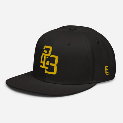 "213" Snapback | Otto Cap 125-978 | E Luna SELECT Tricrest 3 Gold Thread Front, Left Side & Back Logos