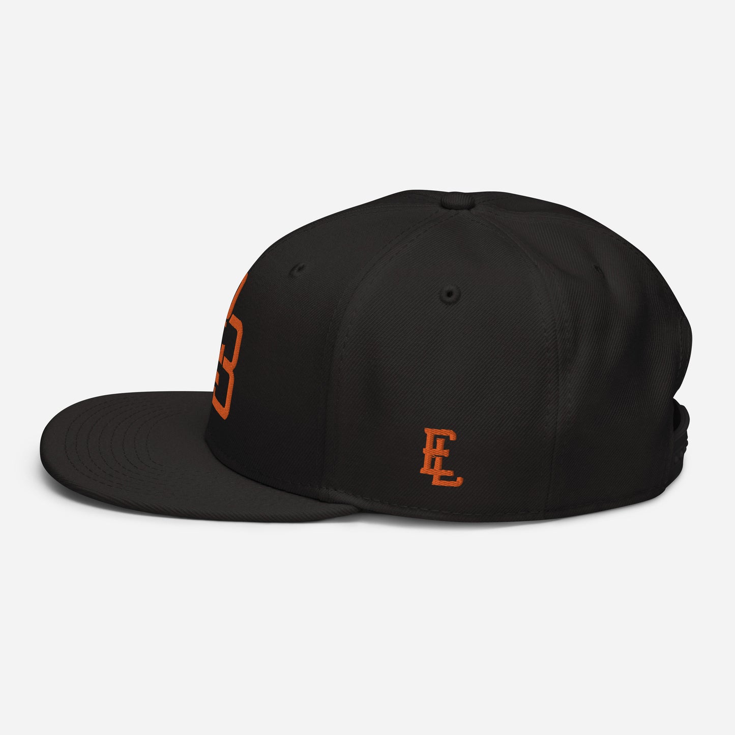 "213" Snapback | Otto Cap 125-978 | E Luna ESSENTIAL Duocrest 2 Orange Thread Front & Left Side Logos