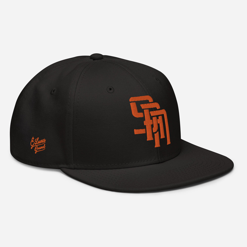 Gorra Snapback "SAN" | E Luna Brand PREMIUM | 4 Logotipos Hilo Naranja | Edición 3D Puff