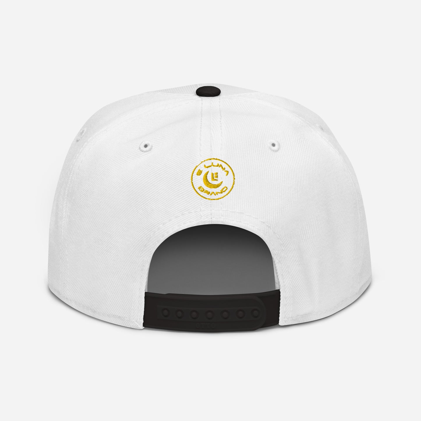 "213" Snapback | Otto Cap 125-978 | E Luna SELECT Tricrest 3 Gold Thread Front, Left Side & Back Logos