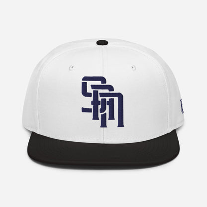 "SAN" Snapback | Otto Cap 125-978 | E Luna Brand SELECT Tricrest 3 Navy Thread Logos: Front, Left & Back [3D Puff Edition]