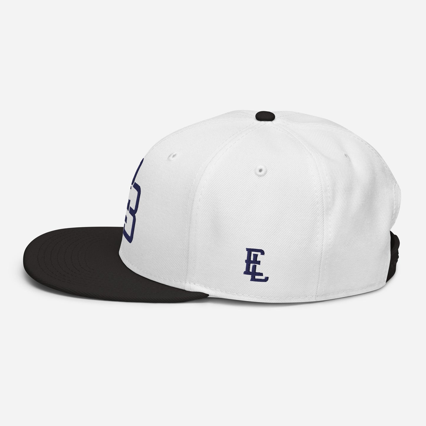 "213" Snapback | Otto Cap 125-978 | E Luna ESSENTIAL Duocrest 2 Navy Thread Front & Left Side Logos