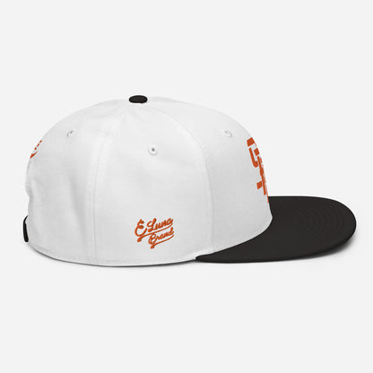 "SAN" Snapback | Otto Cap 125-978 | E Luna Brand PREMIUM Quadcrest 4 Orange Thread Logos: Front, Left, Right Signature & Back [3D Puff Edition]