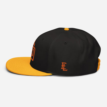 "DGO" Snapback | Otto Cap 125-978 | E Luna ESSENTIAL Duocrest 2 Orange Thread Front & Left Side Logos