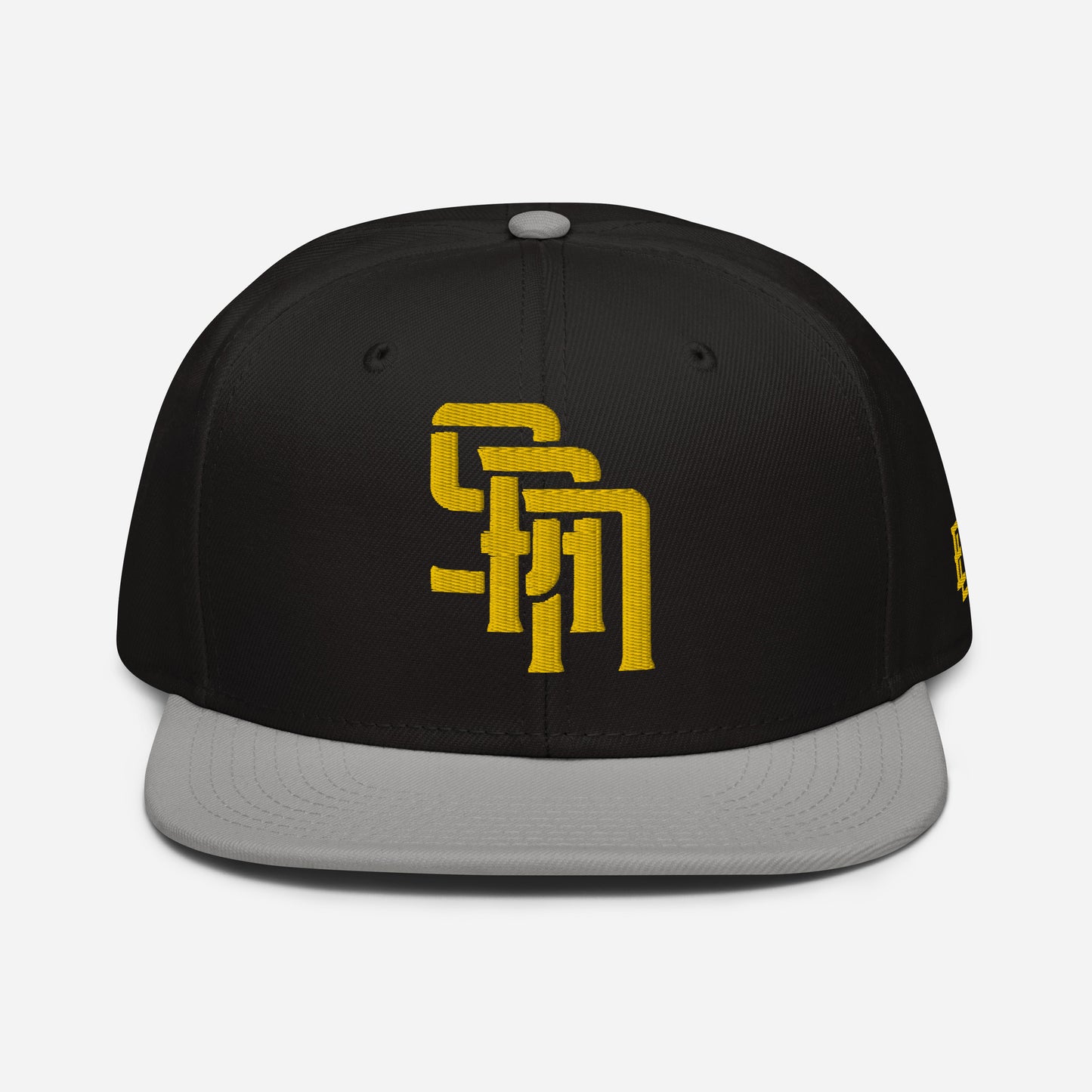 "SAN" Snapback | Otto Cap 125-978 | E Luna Brand SELECT Tricrest 3 Gold Thread Logos: Front, Left & Back [3D Puff Edition]