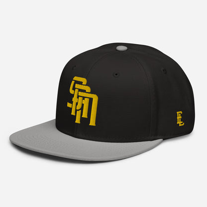 "SAN" Snapback | Otto Cap 125-978 | E Luna Brand SELECT Tricrest 3 Gold Thread Logos: Front, Left & Back [3D Puff Edition]