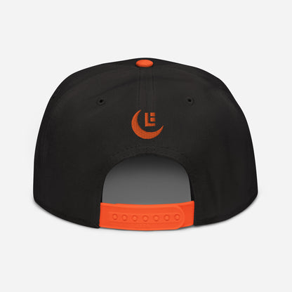 "SAN" Snapback | Otto Cap 125-978 | E Luna Brand PREMIUM Quadcrest 4 Orange Thread Logos: Front, Left, Right Signature & Back [3D Puff Edition]