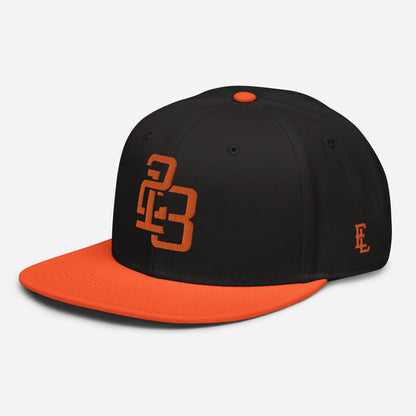 "213" Snapback | Otto Cap 125-978 | E Luna SELECT Tricrest 3 Orange Thread Front, Left Side & Back Logos