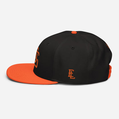 "LOS" Snapback | Otto Cap 125-978 | E Luna SELECT Tricrest 3 Orange Thread Front, Left Side & Back Logos