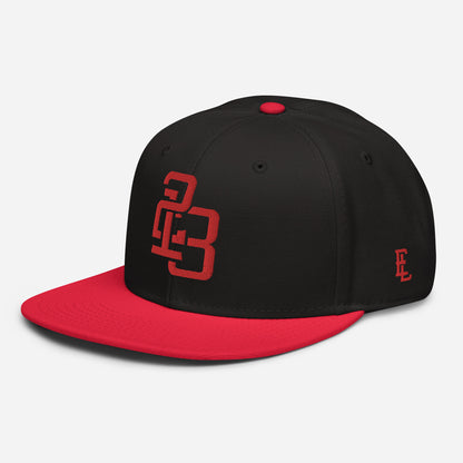 "213" Snapback | Otto Cap 125-978 | E Luna ESSENTIAL Duocrest 2 Red Thread Front & Left Side Logos