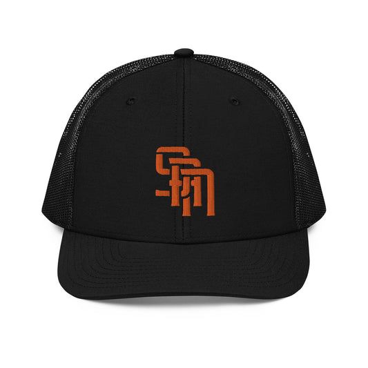 "SAN" Snapback Trucker Cap | Richardson 112 | E Luna Brand CLASSIC Solocrest 1 Orange Thread Front Logo