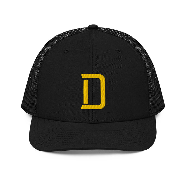 "D" Snapback Trucker Cap | E Luna Brand CLASSIC | 1 Gold Thread Logo | 3D Puff Edition
