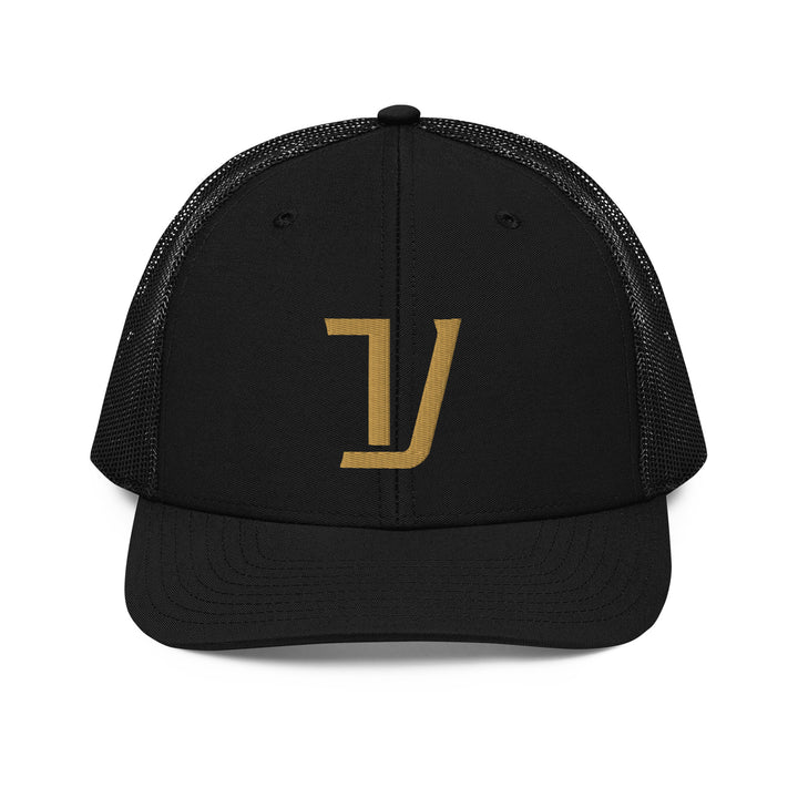 "V" Snapback Trucker Cap | E Luna Brand CLASSIC | 1 Old Gold Thread Logo | 3D Puff Edition