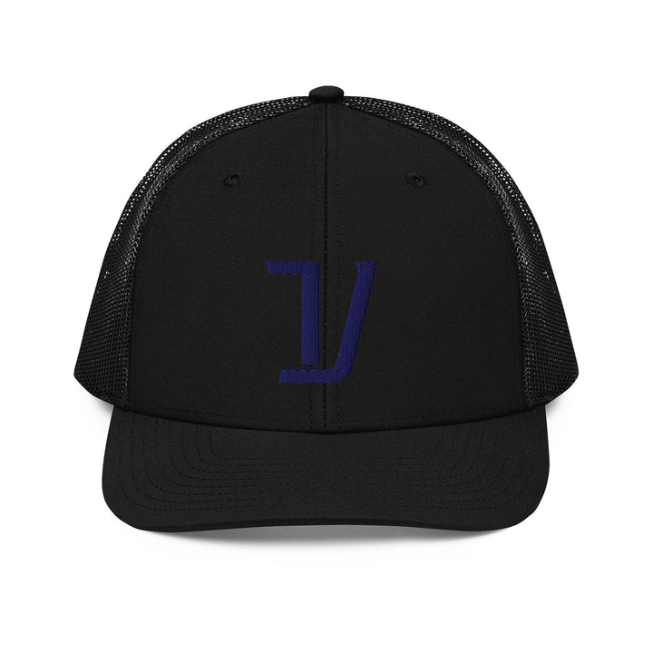 "V" Snapback Trucker Cap | E Luna Brand CLASSIC | 1 Navy Thread Logo | 3D Puff Edition
