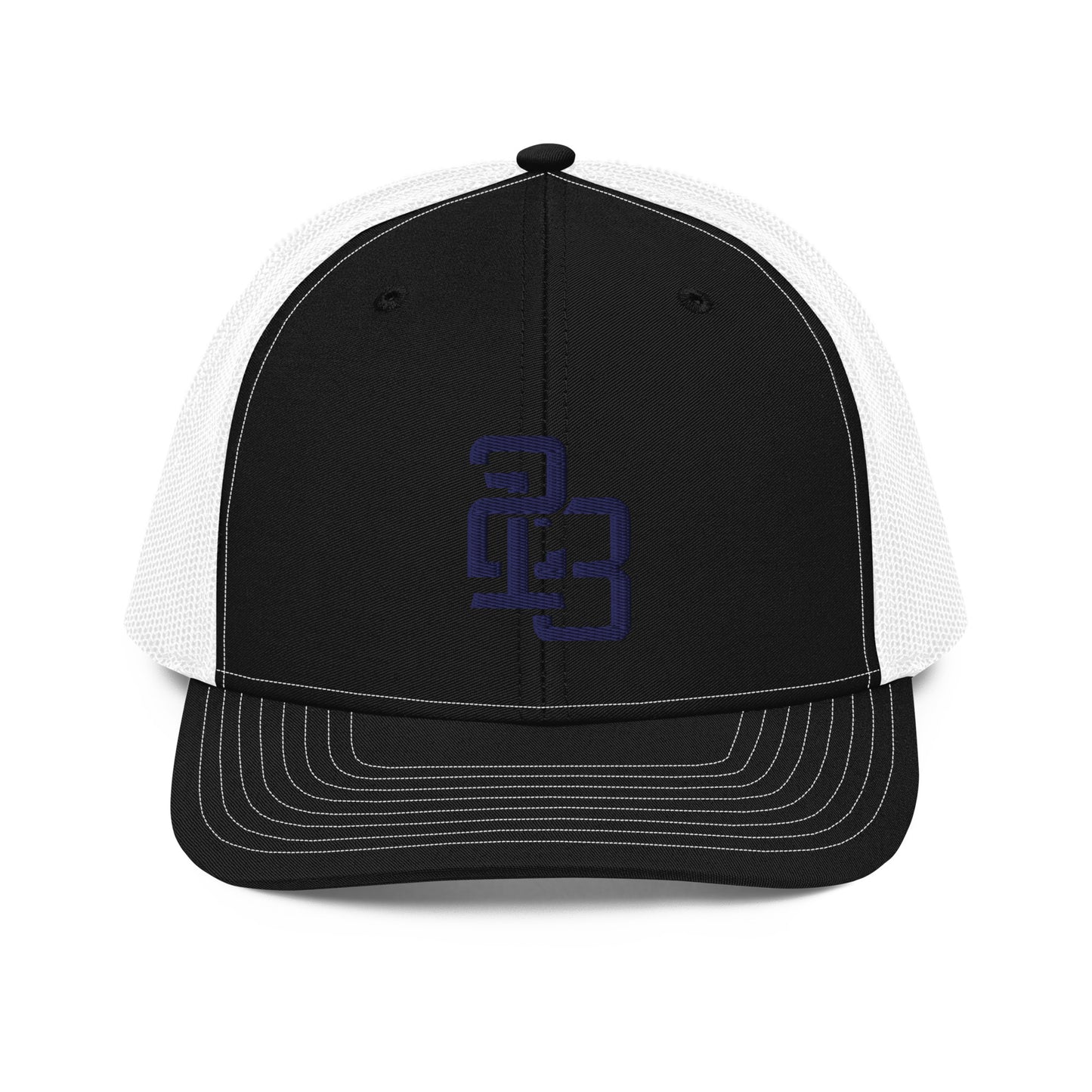 "213" Snapback Trucker Cap | Richardson 112 | E Luna CLASSIC Solocrest 1 Navy Thread Front Logo