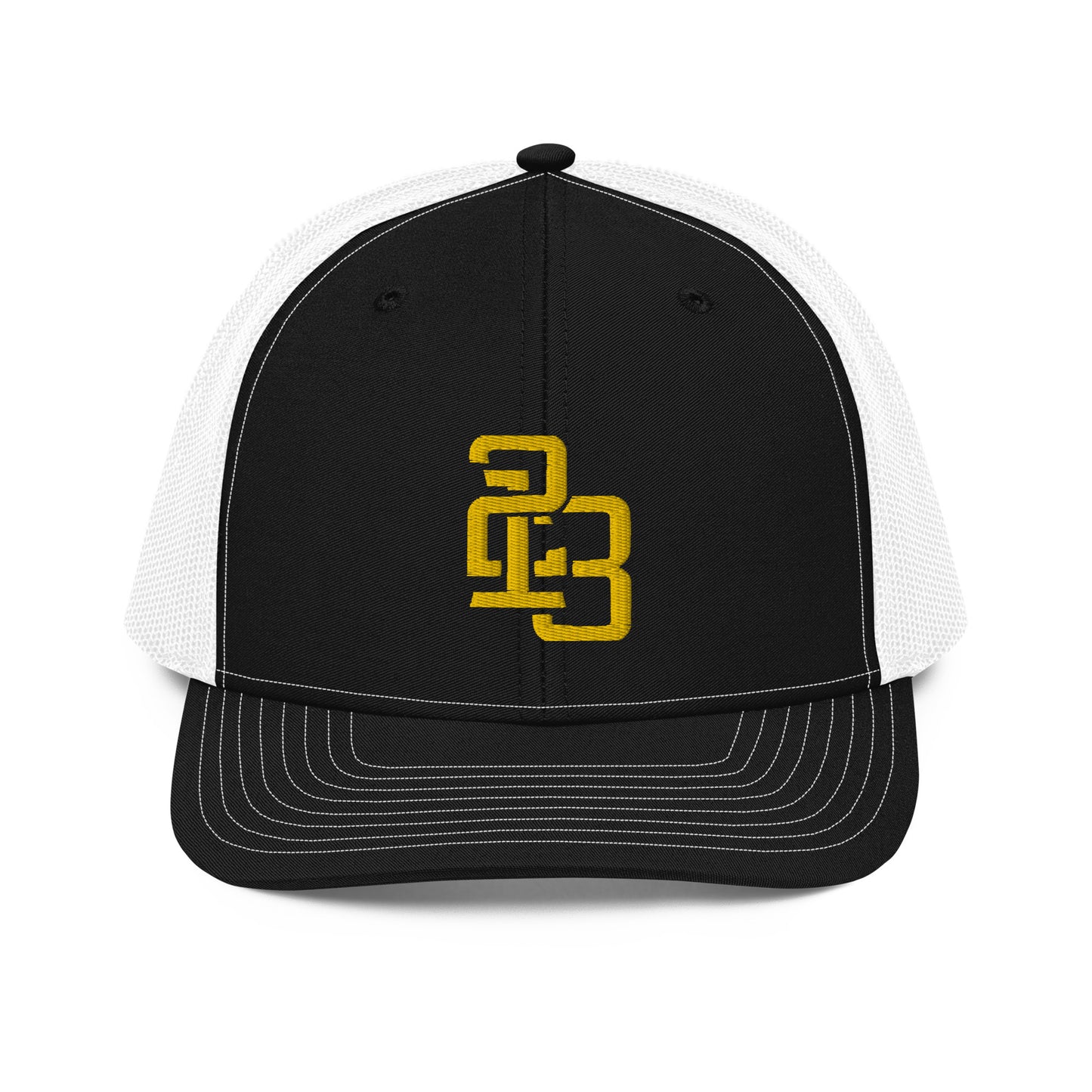 "213" Snapback Trucker Cap | Richardson 112 | E Luna CLASSIC Solocrest 1 Gold Thread Front Logo