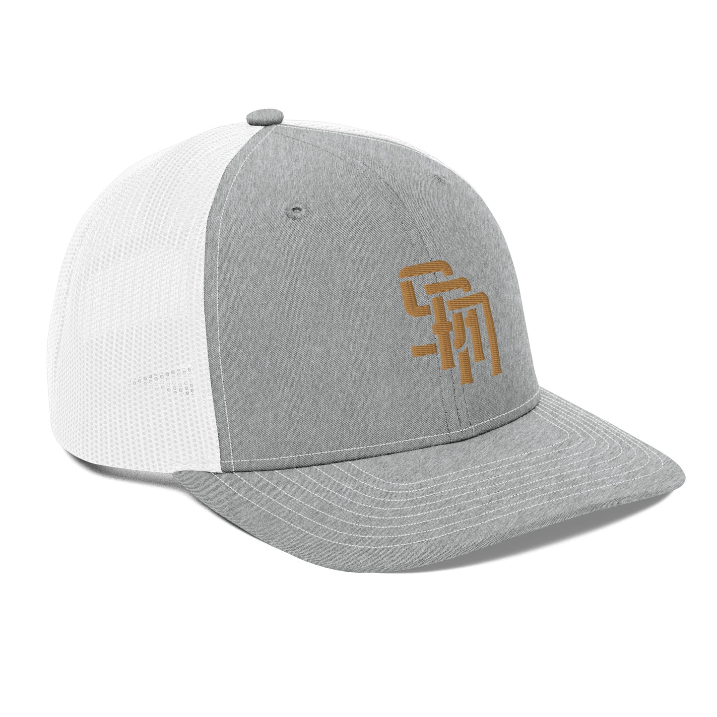 "SAN" Snapback Trucker Cap | Richardson 112 | E Luna Brand CLASSIC Solocrest 1 Old Gold Thread Front Logo