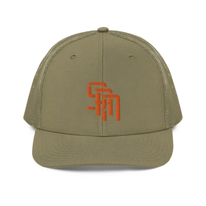 "SAN" Snapback Trucker Cap | Richardson 112 | E Luna Brand CLASSIC Solocrest 1 Orange Thread Front Logo