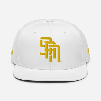 "SAN" Snapback | Otto Cap 125-978 | E Luna Brand PREMIUM Quadcrest 4 Gold Thread Logos: Front, Left, Right Signature & Back [3D Puff Edition]