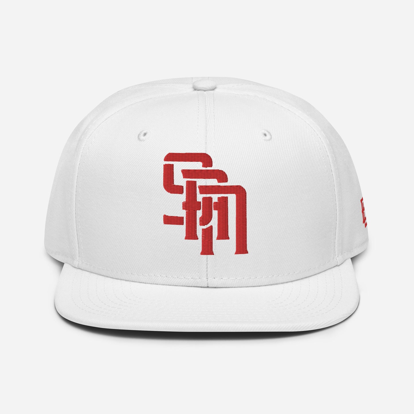 "SAN" Snapback | Otto Cap 125-978 | E Luna Brand SELECT Tricrest 3 Red Thread Logos: Front, Left & Back [3D Puff Edition]