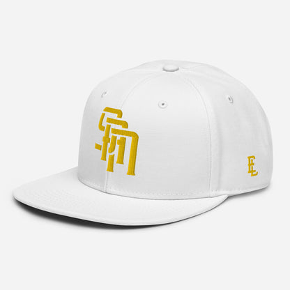 "SAN" Snapback | Otto Cap 125-978 | E Luna Brand ESSENTIAL Duocrest 2 Gold Thread Logos: Front & Left