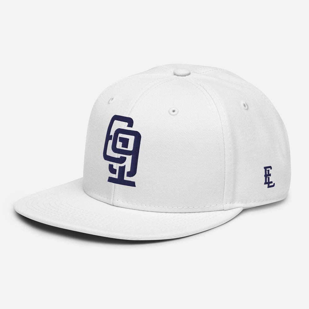"619" Snapback | E Luna Brand ESSENTIAL | 2 Navy Thread Logos | 3D Puff Edition