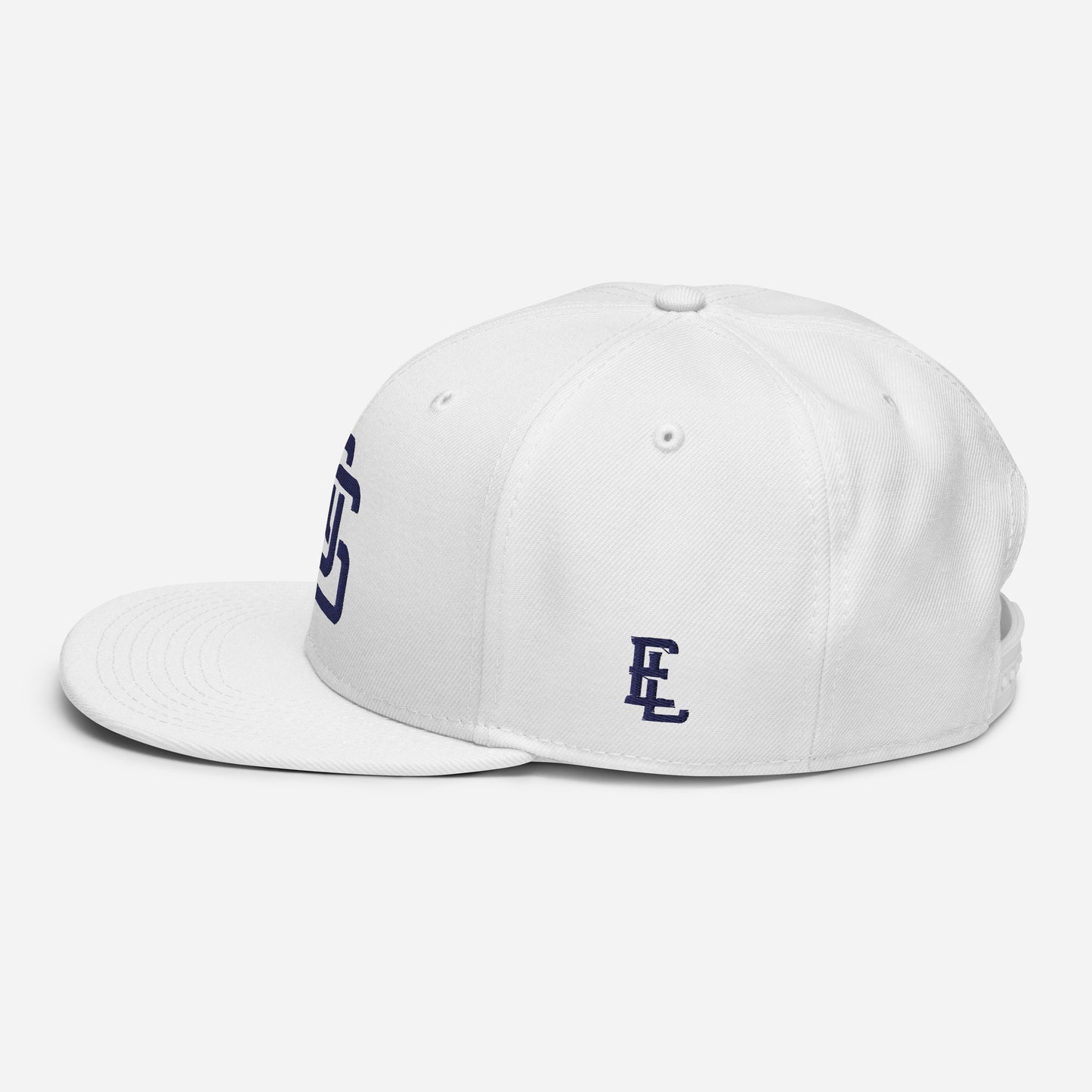 "LOS" Snapback | Otto Cap 125-978 | E Luna ESSENTIAL Duocrest 2 Navy Thread Front & Left Side Logos