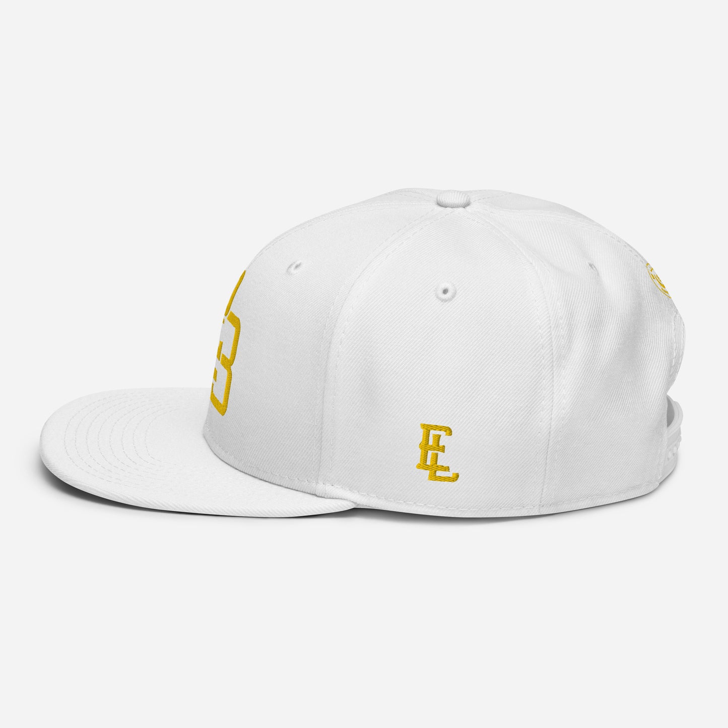 "213" Snapback | Otto Cap 125-978 | E Luna SELECT Tricrest 3 Gold Thread Front, Left Side & Back Logos