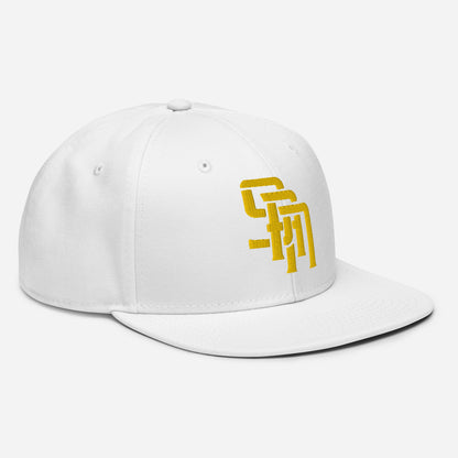 "SAN" Snapback | Otto Cap 125-978 | E Luna Brand SELECT Tricrest 3 Gold Thread Logos: Front, Left & Back [3D Puff Edition]