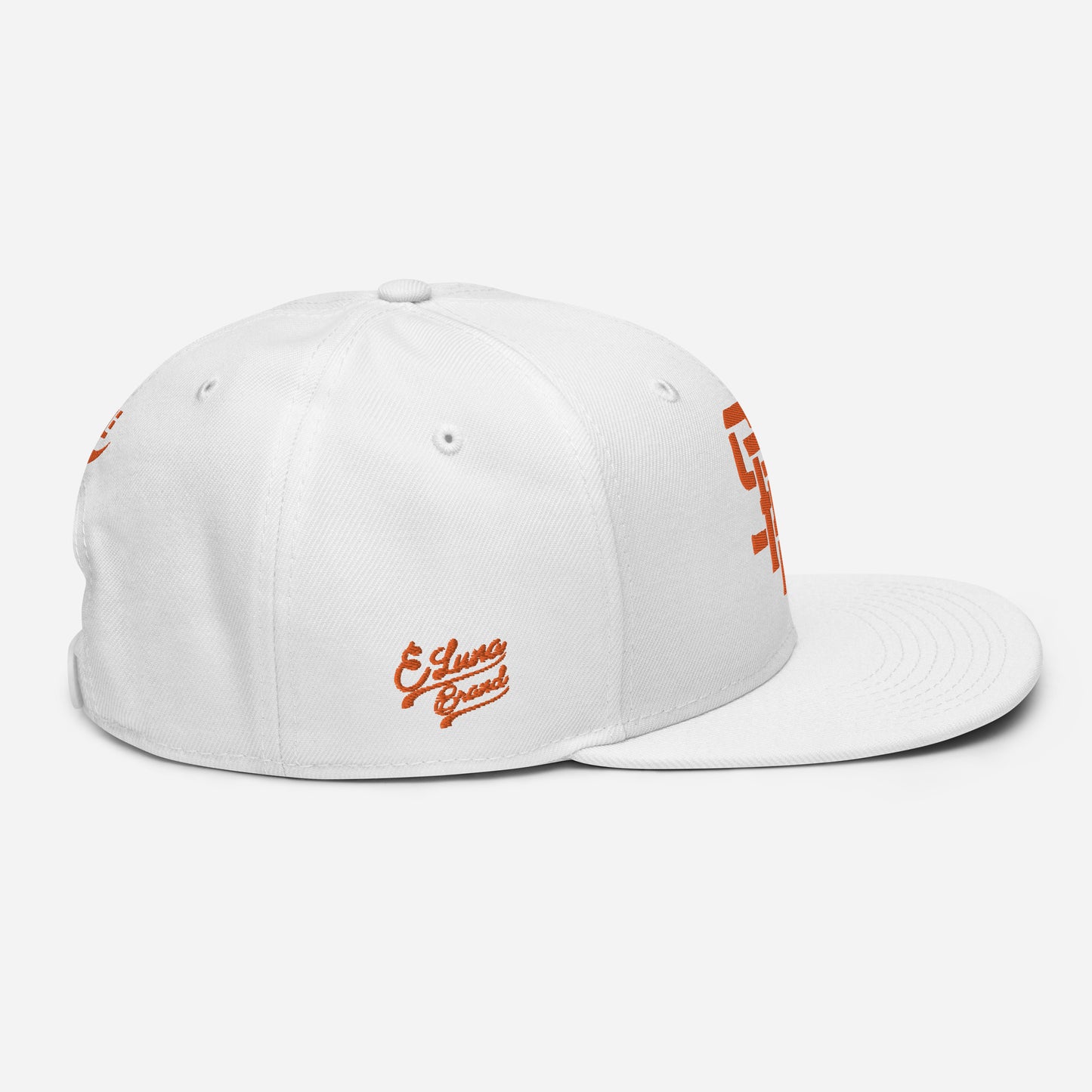 "SAN" Snapback | Otto Cap 125-978 | E Luna Brand PREMIUM Quadcrest 4 Orange Thread Logos: Front, Left, Right Signature & Back [3D Puff Edition]