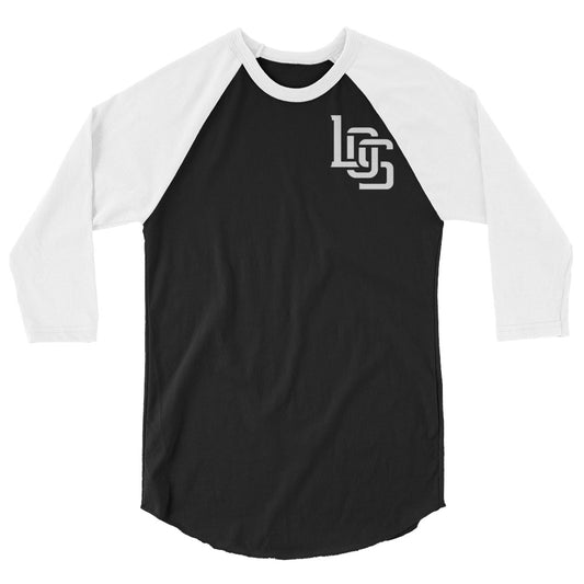 "LOS" Unisex 3/4 Sleeve Raglan Shirt | Tultex 245 | 2 White Logos Including Outside Back Label Logo