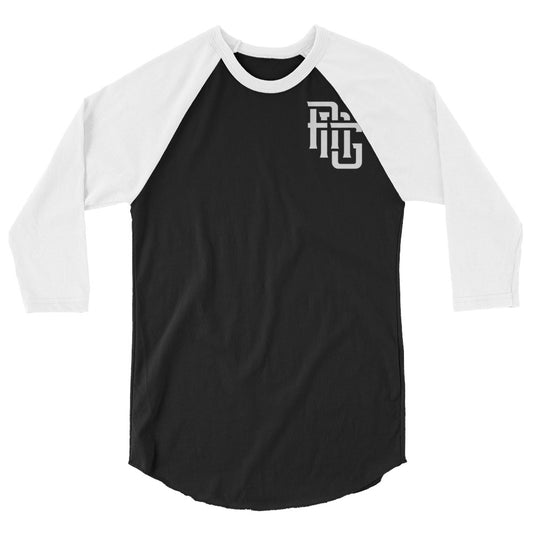 "ANG" Unisex 3/4 Sleeve Raglan Shirt | Tultex 245 | E Luna Brand CHOICE Duocrest 2 White Logos: Front Upper Left & Outside Back Label