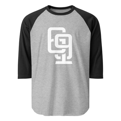 "619" Unisex 3/4 Sleeve Raglan Shirt | Tultex 245 | 2 White Logos Including Outside Back Label Logo