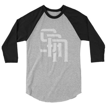 "SAN" Unisex 3/4 Sleeve Raglan Shirt | E Luna Brand CHOICE | 2 White Logos: Front (Large) & Outside Back Label