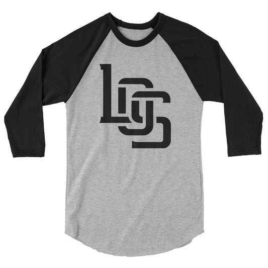 "LOS" Unisex 3/4 Sleeve Raglan Shirt | Tultex 245 | 2 Black Logos Including Outside Back Label Logo