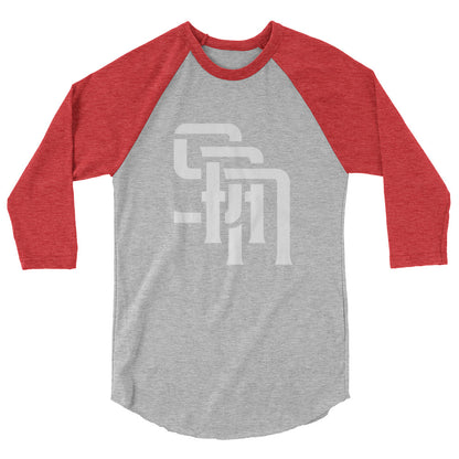 "SAN" Unisex 3/4 Sleeve Raglan Shirt | E Luna Brand CHOICE | 2 White Logos: Front (Large) & Outside Back Label
