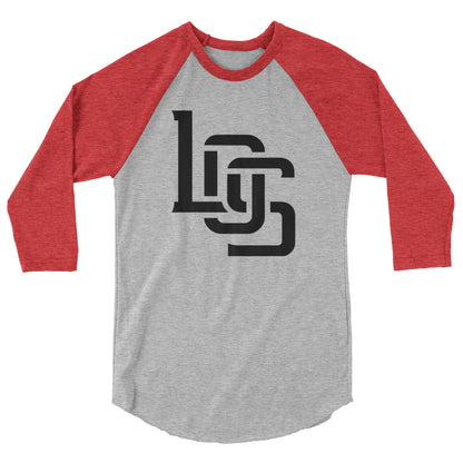 "LOS" Unisex 3/4 Sleeve Raglan Shirt | Tultex 245 | 2 Black Logos Including Outside Back Label Logo