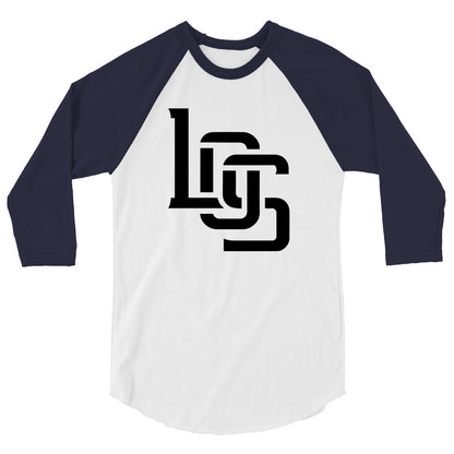 "LOS" Unisex 3/4 Sleeve Raglan Shirt | Tultex 245 | 2 Black Logos Including Outside Back Label Logo