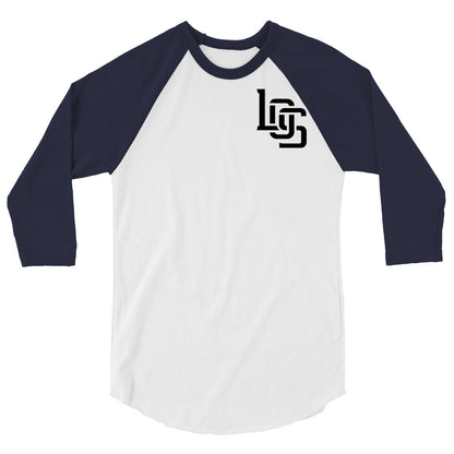 "LOS" Unisex 3/4 Sleeve Raglan Shirt | Tultex 245 | 2 Black Logos Including Outside Back Label Logo