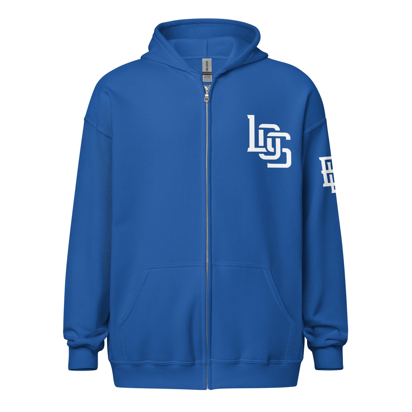 "LOS" Unisex Heavy Blend Zip Hoodie | Gildan 18600 | 3 White Logos Including Large Back Logo