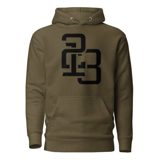 "213" Unisex Premium Hoodie | Cotton Heritage M2580 | 3 Black Logos Including Outside Back Label Logo