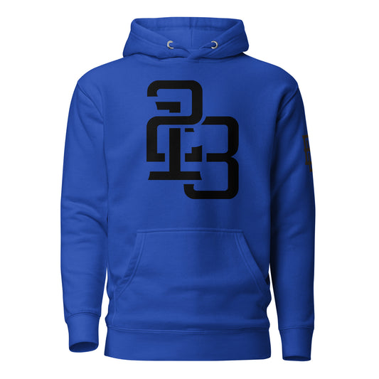 "213" Unisex Premium Hoodie | Cotton Heritage M2580 | 3 Black Logos Including Large Back Logo