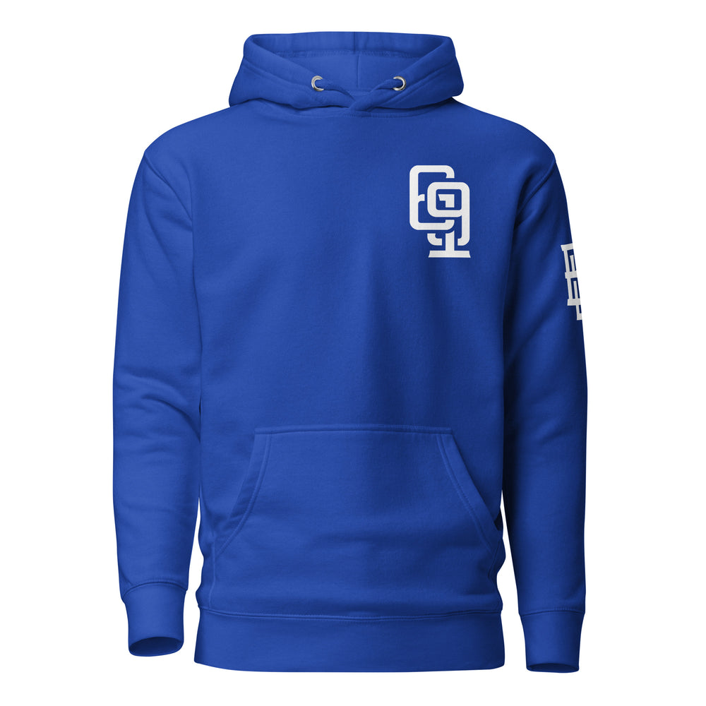 Sudadera prémium unisex "619" | Cotton Heritage M2580 | Marca E Luna ESSENCE Tricrest 3 logos blancos: parte superior izquierda delantera, brazo izquierdo y etiqueta exterior trasera