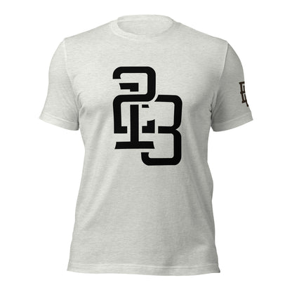 "213" Unisex Staple T-Shirt | Bella + Canvas 3001 | 3 Black Logos Including Large Back Logo