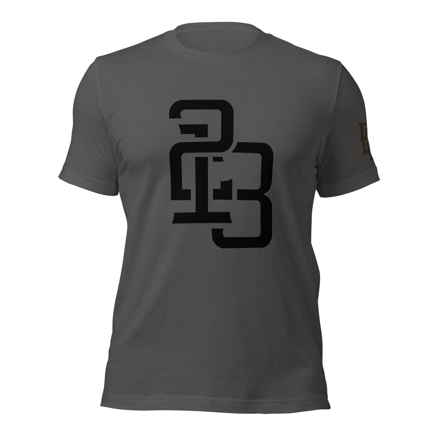 "213" Unisex Staple T-Shirt | Bella + Canvas 3001 | 3 Black Logos Including Large Back Logo