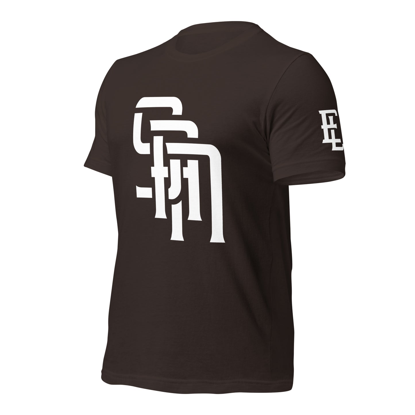 "SAN" Unisex Staple T-Shirt | E Luna Brand ELEMENT | 3 White Logos: Front, Left Sleeve & Back