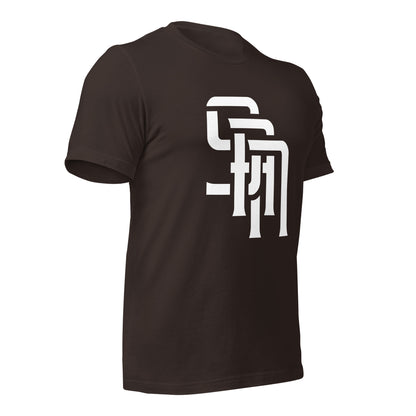 "SAN" Unisex Staple T-Shirt | E Luna Brand ELEMENT | 3 White Logos: Front, Left Sleeve & Back
