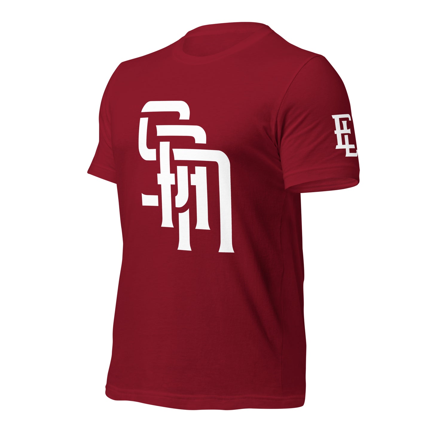 "SAN" Unisex Staple T-Shirt | E Luna Brand ELEMENT | 3 White Logos: Front, Left Sleeve & Back