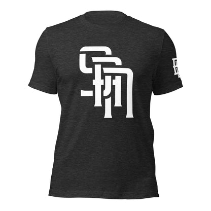 "SAN" Unisex Staple T-Shirt | E Luna Brand ELEMENT | 3 White Logos: Front, Left Sleeve & Back